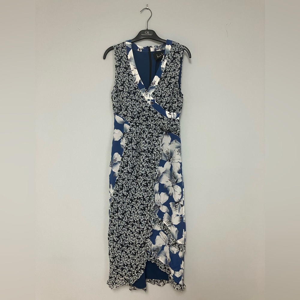 NWT NICOLE MILLER DRESS - BLUE FLORAL SIZE 2